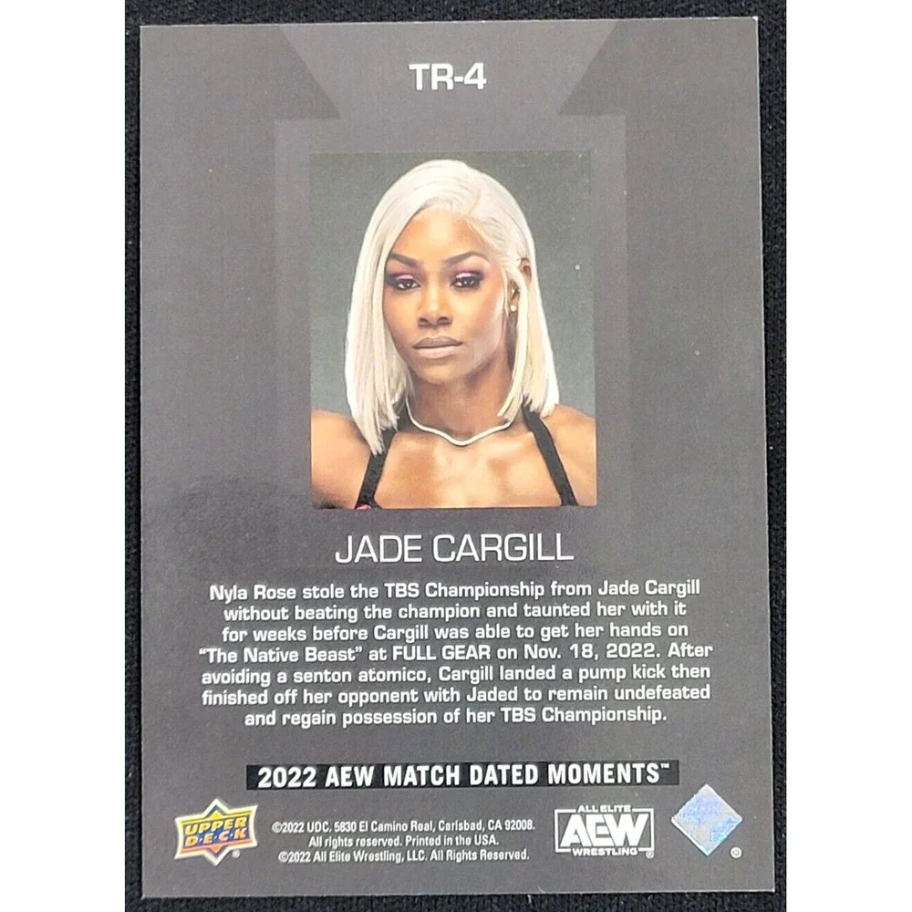 2022 UPPER DECK AEW JADE CARGILL TOP RANKED ACHIEVEMENT CARD‎